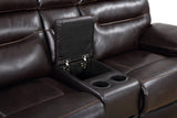 78" Brown Faux Leather Manual Reclining Love Seat With Storage - Homeroots - Flyclothing LLC