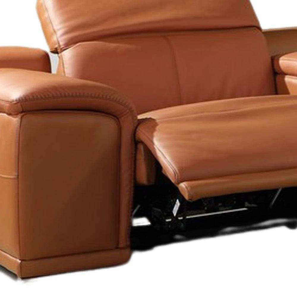 Camel Italian Leather Power Reclining U Shaped Six Piece Corner Sectional With Console - Homeroots - Flyclothing LLC