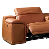 Camel Italian Leather Power Reclining U Shaped Six Piece Corner Sectional With Console - Homeroots - Flyclothing LLC