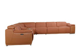 Camel Italian Leather Power Reclining U Shaped Seven Piece Corner Sectional With Console - Homeroots - Flyclothing LLC