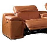 Camel Italian Leather Power Reclining U Shaped Eight Piece Corner Sectional With Console - Homeroots - Flyclothing LLC