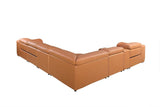 Camel Italian Leather Power Reclining U Shaped Eight Piece Corner Sectional With Console - Homeroots - Flyclothing LLC