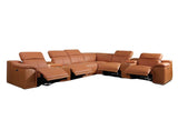 Camel Italian Leather Power Reclining U Shaped Eight Piece Corner Sectional With Console - Homeroots - Flyclothing LLC
