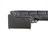 Gray Italian Leather Power Reclining U Shaped Six Piece Corner Sectional With Console - Homeroots - Flyclothing LLC