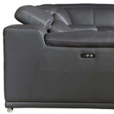 Gray Italian Leather Power Reclining U Shaped Six Piece Corner Sectional With Console - Homeroots - Flyclothing LLC