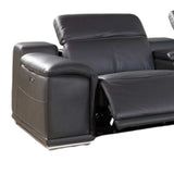 Gray Italian Leather Power Reclining U Shaped Six Piece Corner Sectional With Console - Homeroots - Flyclothing LLC