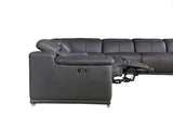 Gray Italian Leather Power Reclining U Shaped Eight Piece Corner Sectional With Console - Homeroots - Flyclothing LLC