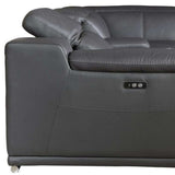 Gray Italian Leather Power Reclining U Shaped Eight Piece Corner Sectional With Console - Homeroots - Flyclothing LLC
