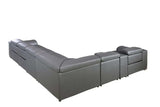 Gray Italian Leather Power Reclining U Shaped Eight Piece Corner Sectional With Console - Homeroots - Flyclothing LLC