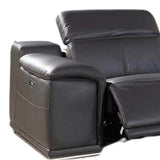 Gray Italian Leather Power Reclining U Shaped Eight Piece Corner Sectional With Console - Homeroots - Flyclothing LLC