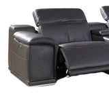Gray Italian Leather Power Reclining U Shaped Eight Piece Corner Sectional With Console - Homeroots - Flyclothing LLC