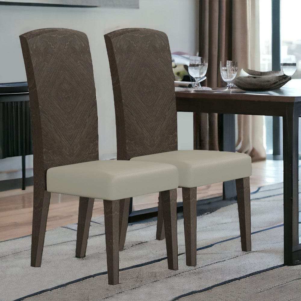 Set of Two Gray And Espresso Upholstered Dining Side Chairs - Homeroots - Flyclothing LLC