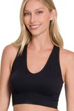 Zenana Seamless Ribbed Cropped Racerback Tank Top - Trendsi - Flyclothing LLC