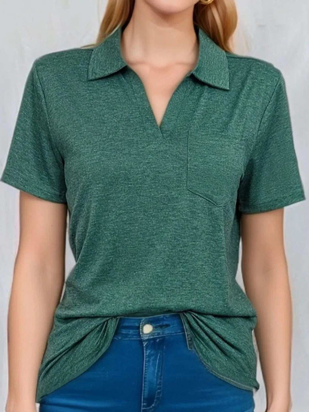 Johnny Collar Short Sleeve Top - Trendsi - Flyclothing LLC