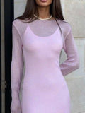 Ribbed Knit Cami Dress and Cover Up Sweater Set - Trendsi - Flyclothing LLC