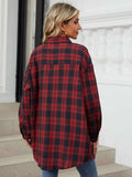 Plaid Collared Neck Long Sleeve Shirt - Trendsi - Flyclothing LLC