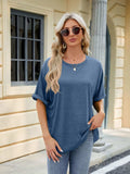 Florira Round Neck Half Sleeve T-Shirt - Trendsi - Flyclothing LLC