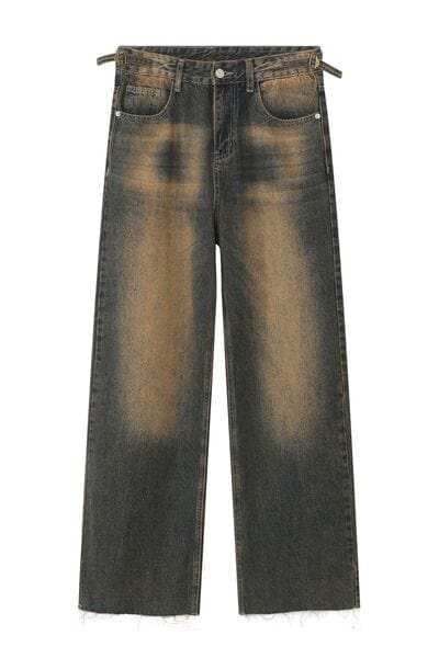 Raw Hem Straight Leg Jeans - Trendsi - Flyclothing LLC