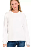 Zenana Double Knit Round Neck Long Sleeve Top - Trendsi - Flyclothing LLC