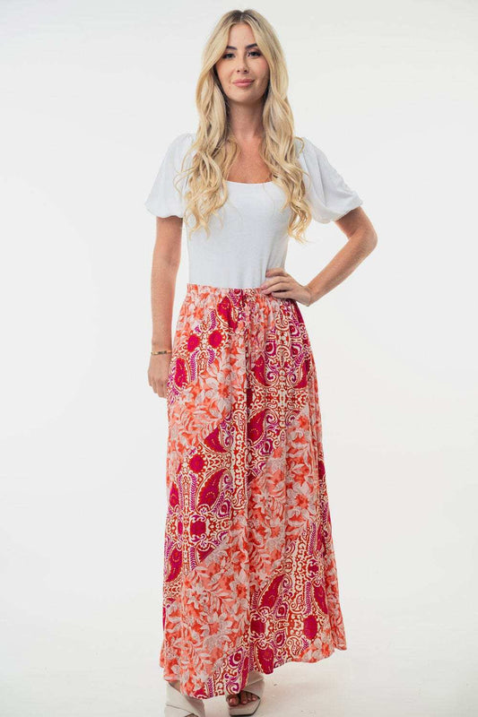 White Birch Full Size High Waisted Floral Woven Skirt - Trendsi - Flyclothing LLC
