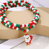 Christmas Beaded Necklace with Santa Charm - Trendsi - Flyclothing LLC