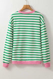 Striped Lucky Clover Long Sleeve Sweatshirt - Trendsi - Flyclothing LLC