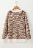 Striped Round Neck Long Sleeve Sweater - Trendsi - Flyclothing LLC