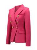 Lapel Collar Long Sleeve Blazer - Trendsi - Flyclothing LLC