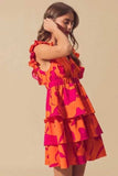 SO ME Floral V Neck Layered Dress with Elasticized Waist - Trendsi - Flyclothing LLC