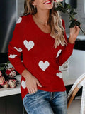 Heart Scoop Neck Long Sleeve Sweater - Trendsi - Flyclothing LLC