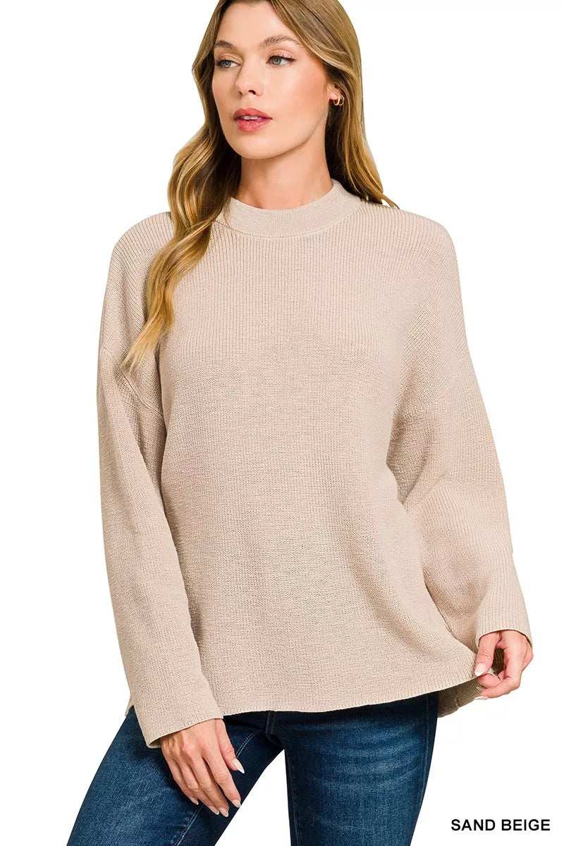 Zenana Round Neck Knit Top and Shorts Sweater Set - Trendsi - Flyclothing LLC