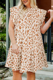 Plus Size Ruffled Leopard Cap Sleeve Mini Dress - Trendsi - Flyclothing LLC