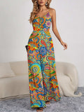 Decorative Button Spaghetti Strap Wide Leg Jumpsuit - Trendsi - Flyclothing LLC