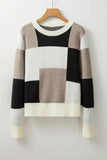 Color Block Round Neck Long Sleeve Sweater - Trendsi - Flyclothing LLC