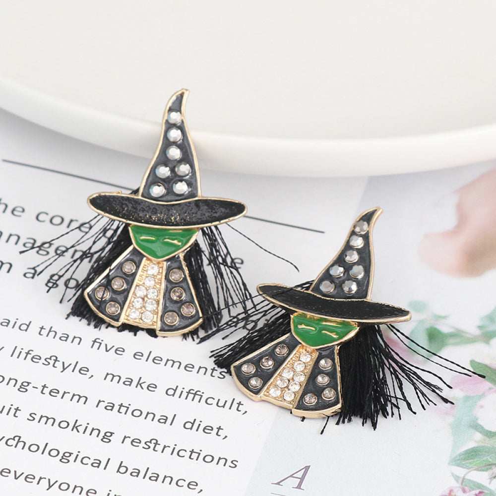 Witch Rhinestone Alloy Earrings - Trendsi - Flyclothing LLC