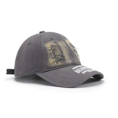 Distressed Letter Cotton Baseball Cap - Trendsi - Flyclothing LLC