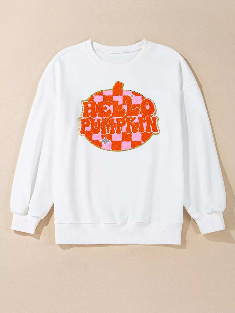 Halloween Pumpkin Patched Pattern Long Sleeve Sweatshirt - Trendsi - Flyclothing LLC