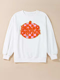 Halloween Pumpkin Patched Pattern Long Sleeve Sweatshirt - Trendsi - Flyclothing LLC