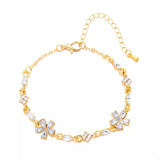 18K Gold-Plated Rhinestone Flower Bracelet - Trendsi - Flyclothing LLC