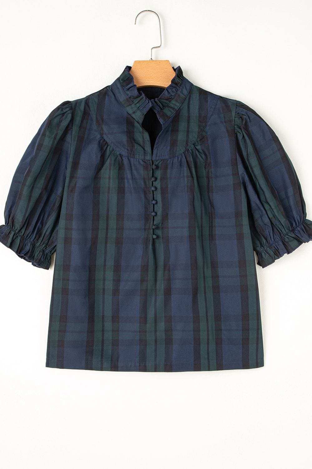 Puff Sleeve Frilled Trim Elegant Blouse - Trendsi - Flyclothing LLC