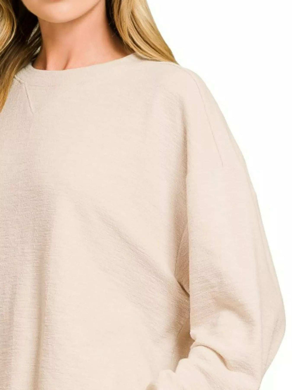 Zenana Slub Long Sleeve Top and Shorts Set - Trendsi - Flyclothing LLC