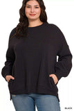 Zenana Full Size Fleece Hi-low Boyfriend Sweatshirts with Pockets Plus Size - Trendsi - Flyclothing LLC