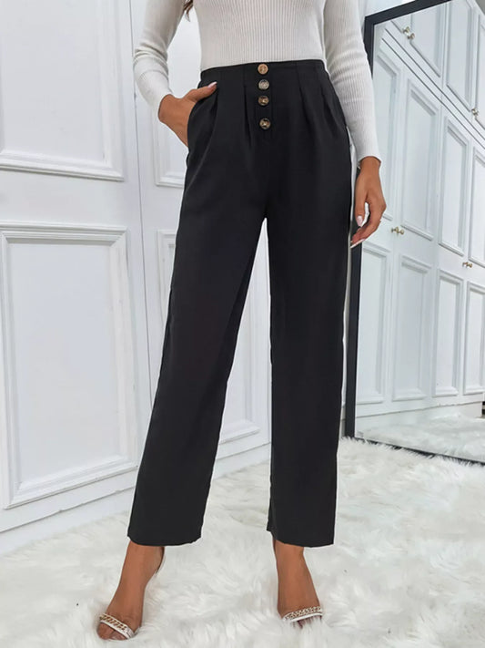 High Waist Wide Leg Pants - Trendsi - Flyclothing LLC