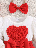 Children's Heart Bowknot Decor Dress with Headband - Trendsi - Flyclothing LLC