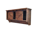 Rustic Wooden Shelf With Barn Door Storage And Hooks - Homeroots - Flyclothing LLC