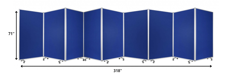 318" X 1" X 71" Blue, Metal, 9 Panel, Screen - Homeroots