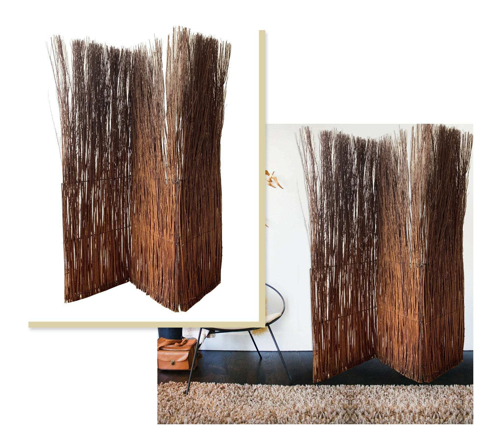 7' Rustic Willow Branch Three Panel Room Divider Screen - Homeroots - Flyclothing LLC