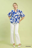 Umgee Floral Print Puff Sleeve Blouse with Scallop Hem - Trendsi - Flyclothing LLC