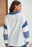 Color Block Johnny Collar Long Sleeve Sweatshirt - Trendsi - Flyclothing LLC