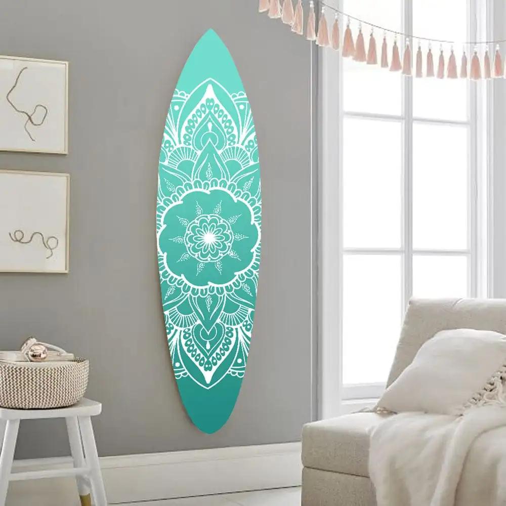 76" X 18" X 1" Wood, Blue, Serenity Surfboard Wall Art - Homeroots